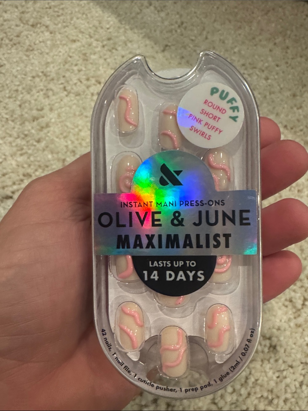 Maximalist Press-On Nails — Pink Puffy Swirls